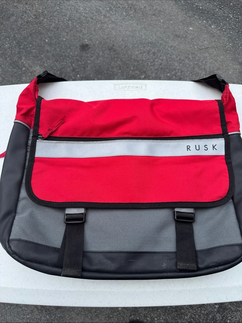 Rusk Men's Red and Gray Messenger Bag - laptop bag - College, work bag